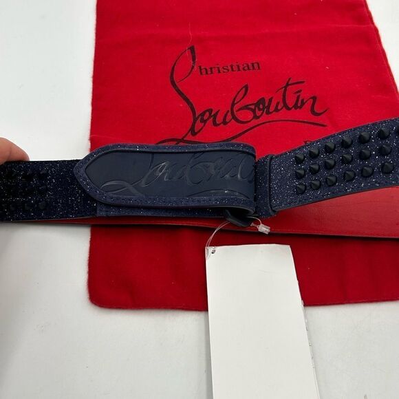 Men’s Christian Louboutin blue glitter spike belt size 95 cm/38 made in Italy - Picture 7 of 8